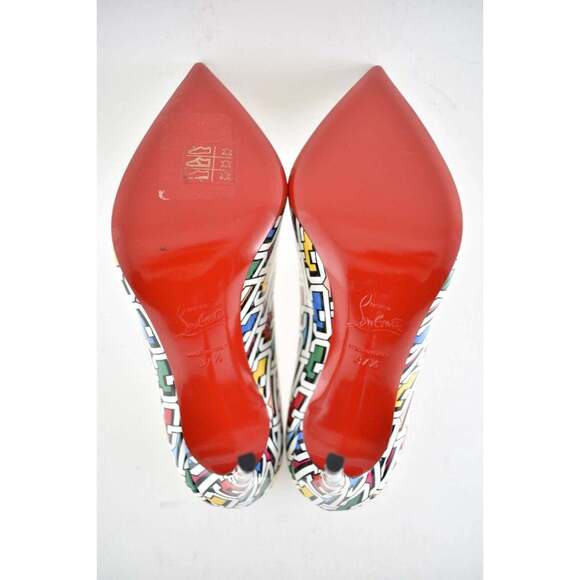 Christian Louboutin Hot Chick 100 Patent CL 3D Black White Red Heel Pump 37.5 - Picture 12 of 12